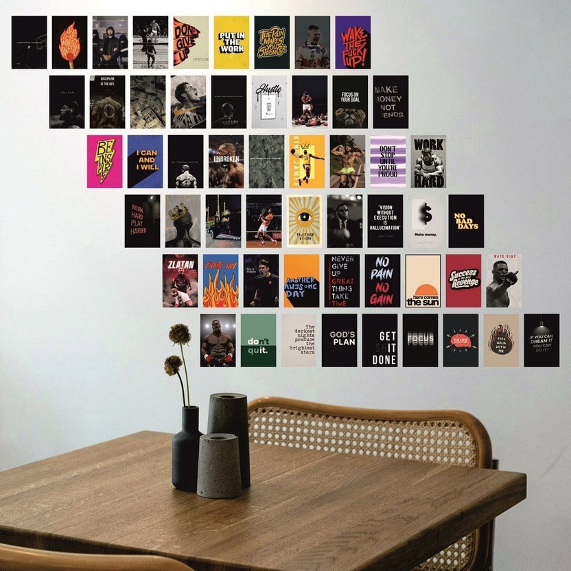 Motivational potter Posters Wall Poster - Aesthetic Artwork Posters |Wall Art Décor Posters For Living Room, Anime Love, Bedroom, Home And Office | Collage Kit For Girls Boys Posters, Teens,– ( Pack Of 54) Paper Print(7.62 inch X 7.62 inch, 54)