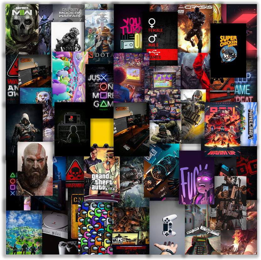 Gaming Wall Collage Kit – 54-Pack Aesthetic Gamer Posters for Bedroom & Dorm Décor – Trendy Video Game Art Prints for Boys, Teens & Gaming Enthusiasts Fine Art Print(6 inch X 4 inch)