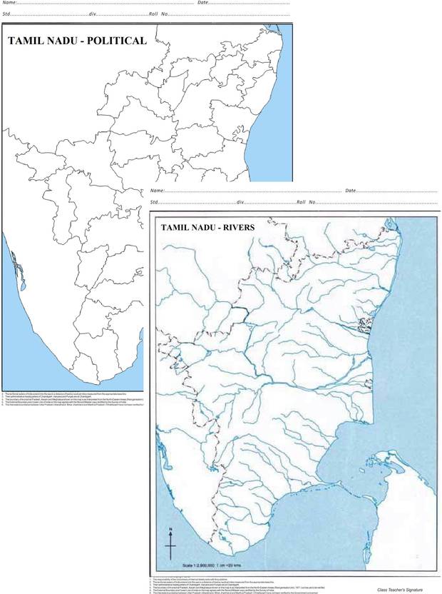 Tamil Nadu Political, Tamil Nadu Rivers Outline Maps (Each - 100 Nos