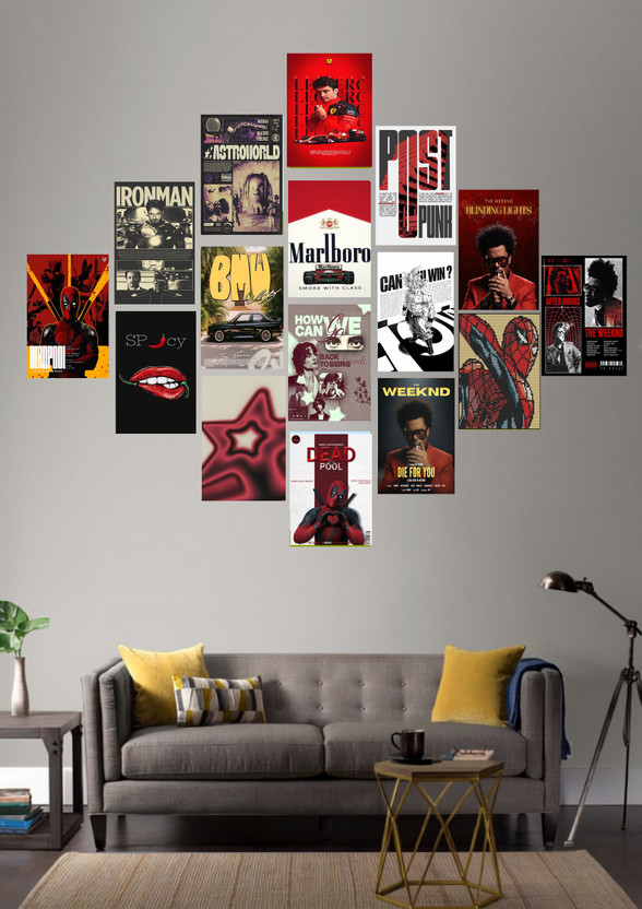 Flipkart Deadpool, The Weeknd and Travis Scott Aesthetic Collage Kit: 16 Pack of Posters Photographic Paper(6 inch X 4 inch, BOX) - Flipkart Deal