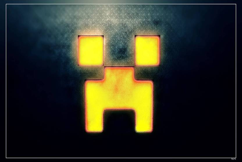 Yellow Minecraft Creeper Face Logo Minecraft Video Game Matte Finish