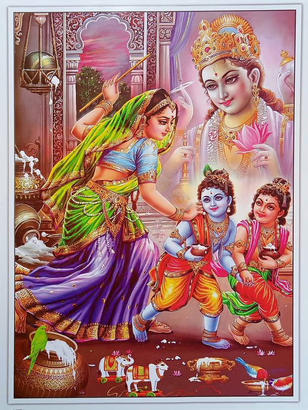 Krishna Yashoda maa,Baby Krishna Poster,Nandlal Poster,Baal Krishna