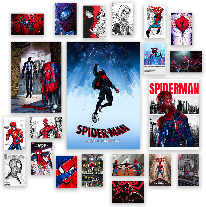 Spider-Man Spider-Man Wall Art Poster Set of 21 | Mix Size Marvel Super Hero Poster For Wall Decoration, Kid Room, Study Room, Living Room, Bed Room Photographic Paper(19 inch X 13 inch, Roll and Box packaging both included) - Flipkart Deal
