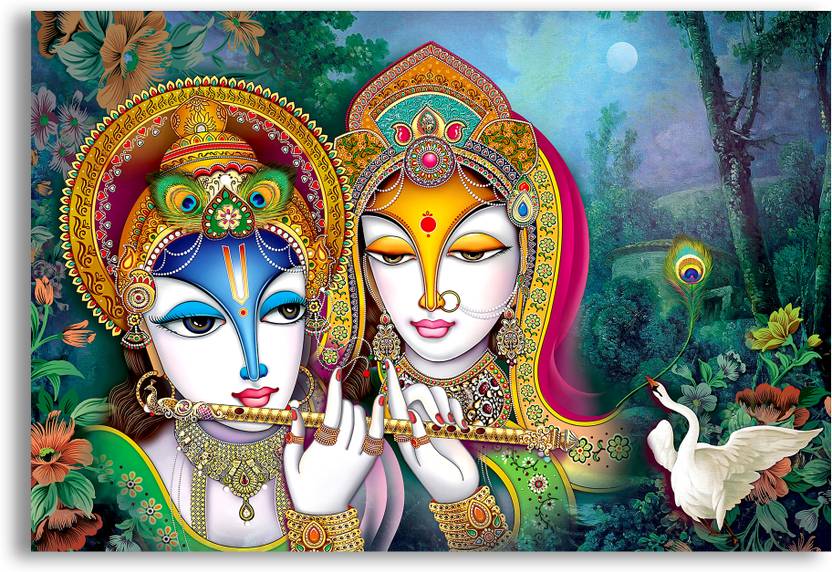 Radha krishna Playing Fluet Painting Poster HD God Poster For Home