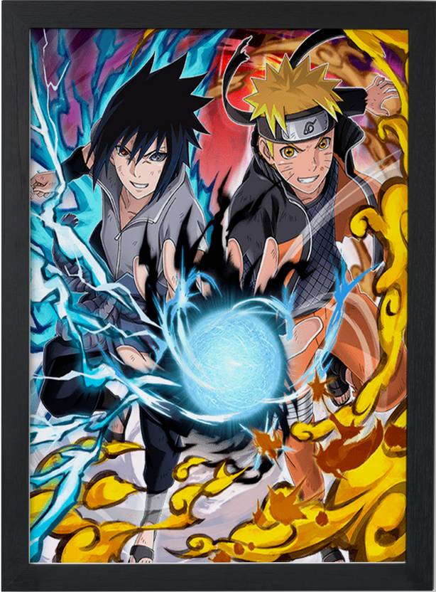 naruto poster with frame naruto and sasuke wall poster (Size_13x9.8