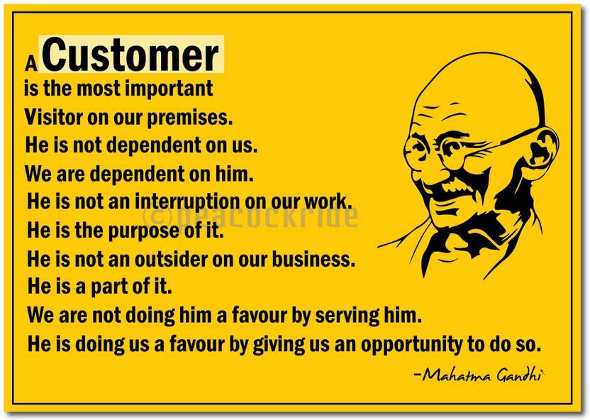 A customer is god i mahatma gandhi quotes wall poster a3 fine art print