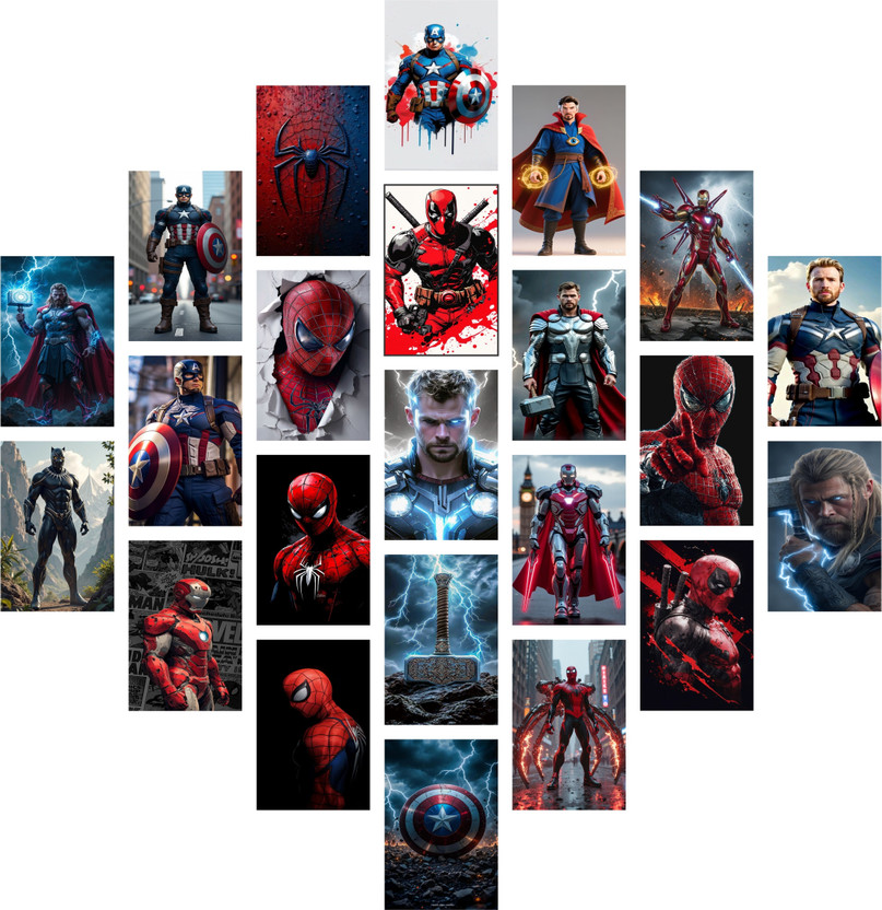 Pack Pack of 23 Avengers Wall Collage Kit Posters | Posters for Wall Decoration | Wall Art For Bedroom, Office, Living room, (6 inch X 4 inch) Vinyl(6 inch X 4 inch, Paper Tube) - Flipkart Deal