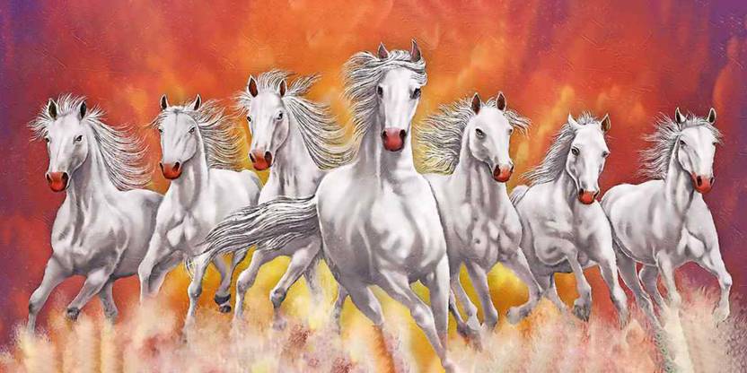 lucky seven horses running at sunrise ll 7 horse vastu poster in vinyl ...