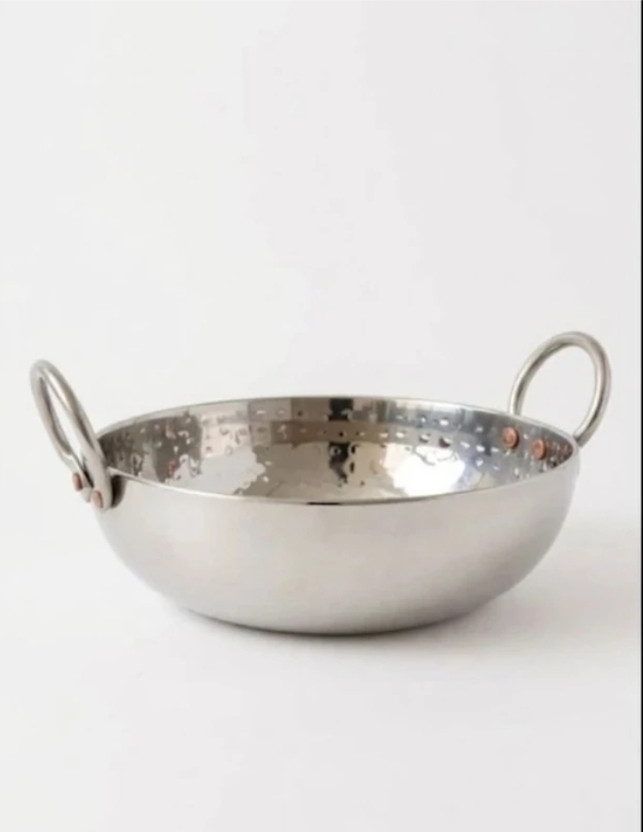 Aky global Stainless steel Tadka kadhai kitchen daily useful product. Kadhai 27 cm diameter 3.5 L capacity(Stainless Steel)