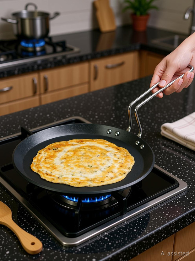 Hawkins Futura Flat (INFT26) Tawa 26 cm diameter(Hard Anodised, Non-stick, Induction Bottom)