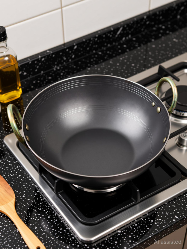 Ptr Ptr 1 L Iron Kadhai Loha Kadai Deep Frying pan Wok Riveted Handle Gas & Induction Kadhai 23 cm diameter 1 L capacity(Iron) - Flipkart Deal