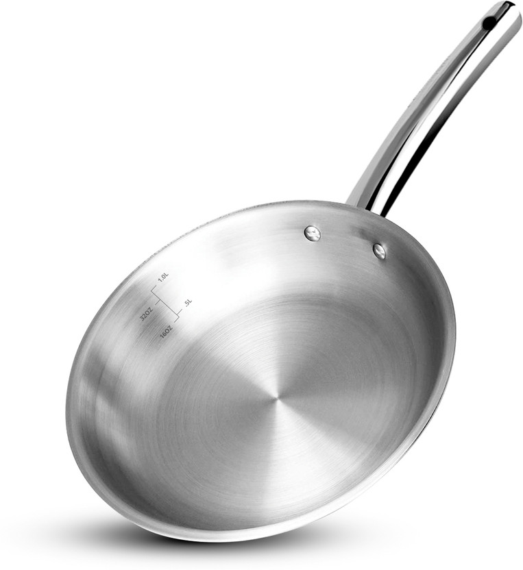 BERGNER BE Essentials Tripro Triply Stainless Steel Fry Pan 24 cm diameter 1.5 L capacity(Triply, Induction Bottom)