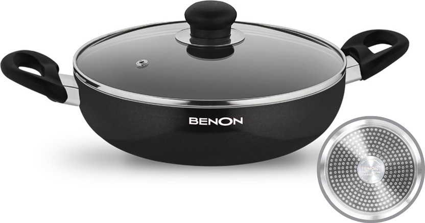 Benon Induction Base Kadhai 24 cm diameter with Lid 1.5 L capacity(Aluminium, Non-stick, Induction Bottom)