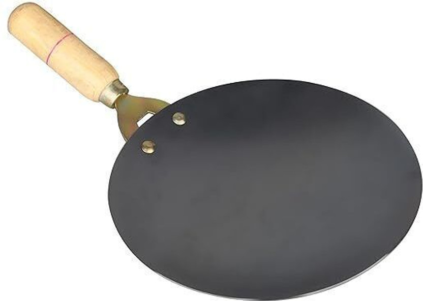 Ameraempire Iron Wooden handle Tawa for kitchen dailt use, Roti making Tawa 12 cm diameter(Iron, Non-stick)