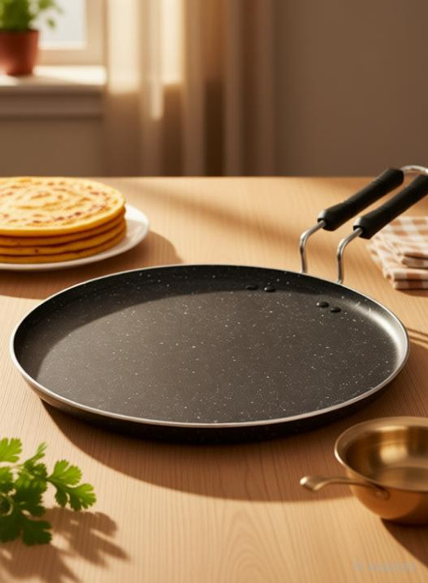 Bola Dosa Tawa Non Stick Multi Tawa 4MM Thickness with Handle Cookware Tawa 29 cm diameter(Aluminium)