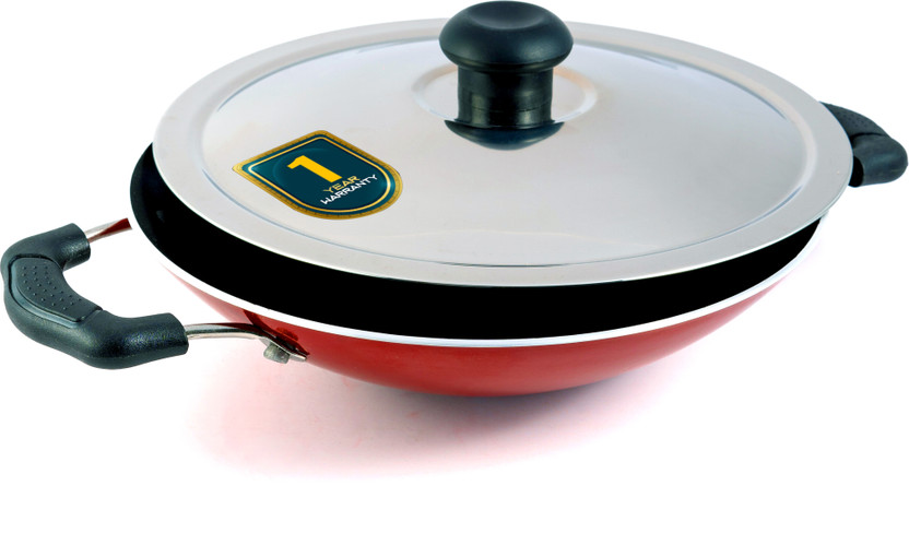 BlueBerry's Prime Nonstick Appachatty Appam Pan Maker with Stainless Steel Lid 3,, Thickness Paniarakkal Pan 20 cm diameter with Lid 1 L capacity(Aluminium, Non-stick)