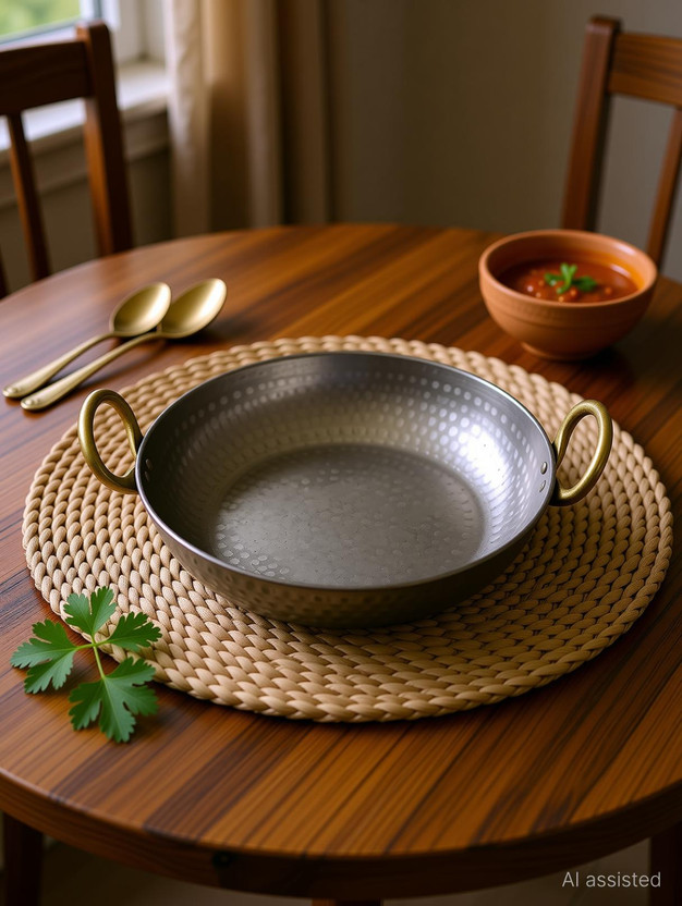 Gaurangi Heavy Base Iron Kadhai Kadai Kitchen Deep Frying Pan Cooking 10 In 25 c 2.5 L Kadhai 25 cm diameter 2.5 L capacity(Iron, Induction Bottom)