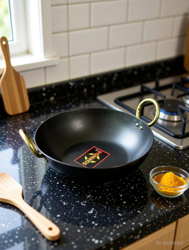 Sonanshi Sonanshi Iron/Lokhand Black Kadhai for Cooking Kadhai 26.24 cm diameter 1.7 L capacity(Iron) - Flipkart Deal