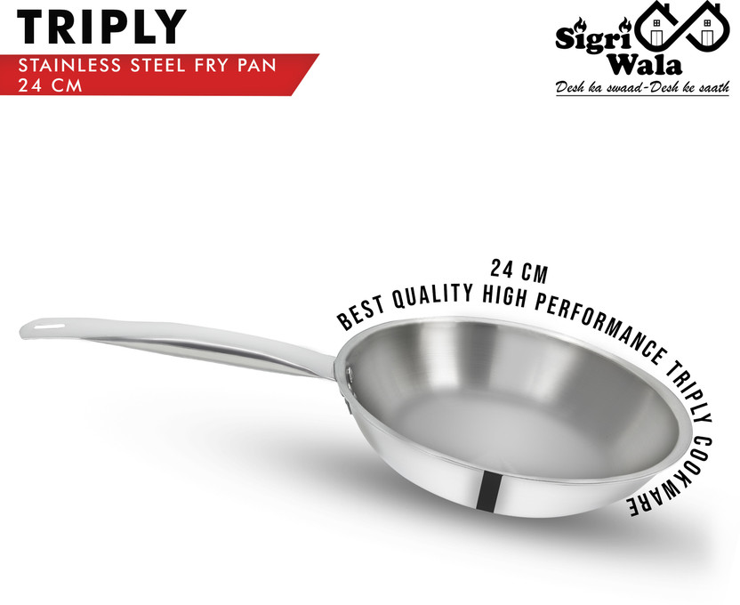 Sigri-wala Cook Healthy Triply Fry Pan 24 cm diameter 1.8 L capacity(Triply, Induction Bottom)
