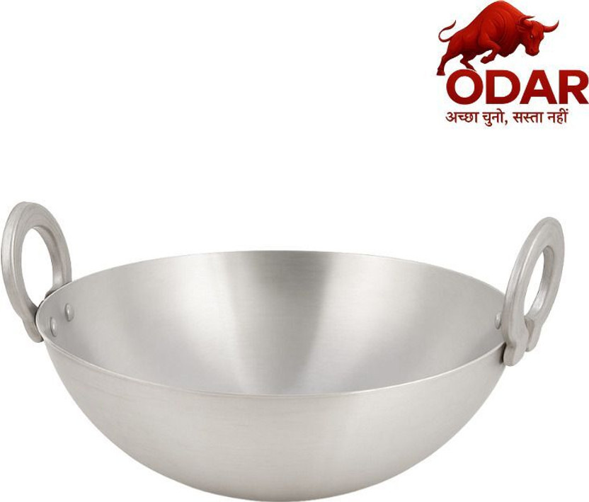 ODAR ODAR Premium Aluminium Deep Kadhai for Cooking | Heavy Gauge Non-Stick Kadai Kadhai 10 cm diameter with Lid 1 L capacity(Aluminium, Non-stick)