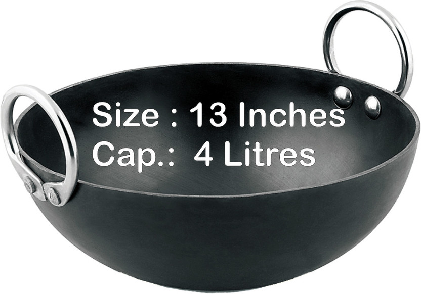 VeerEnterprises MS Pure Iron/Loha Speacial Kadhai 33 cm diameter 4 L capacity(Iron)