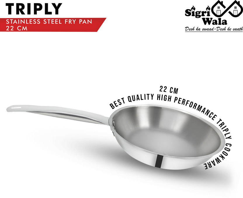 Sigri-wala Cook Healthy Triply Fry Pan 22 cm diameter 1.4 L capacity(Triply, Induction Bottom)