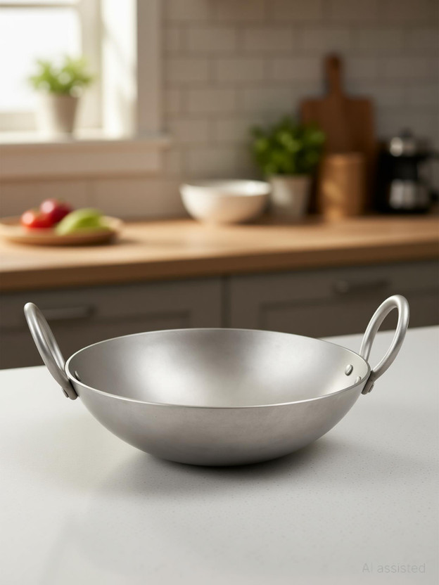 VINAYAK DECORE Aluminium Kadhai Premium Range Of Aluminum Deep Kadai | Non Induction Kadhai 10 cm diameter 2 L capacity(Aluminium, Non-stick)