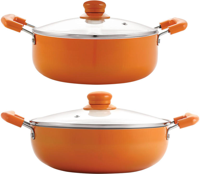NIRLON NIRLON Ceramic 2-Piece Non Stick Induction Cookware, Aluminium Pots Set with Glass Lid Kadhai 24 cm diameter with Lid 3.1 L capacity(Aluminium, Non-stick, Induction Bottom) - Flipkart Deal