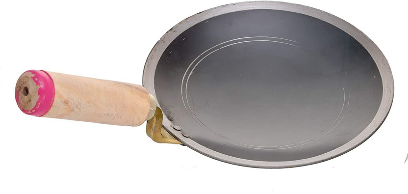 Tawa En Fer Forgé à Main - Poêle à Roti/chapati Manche Bois 8 Pouces, Neuf, Fait Main En Inde