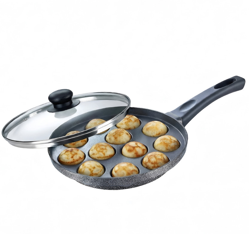 Prestige Select Plus 12 Pits Paniarakkal Pan 24 cm diameter with Lid 1.5 L capacity(Aluminium, Non-stick)