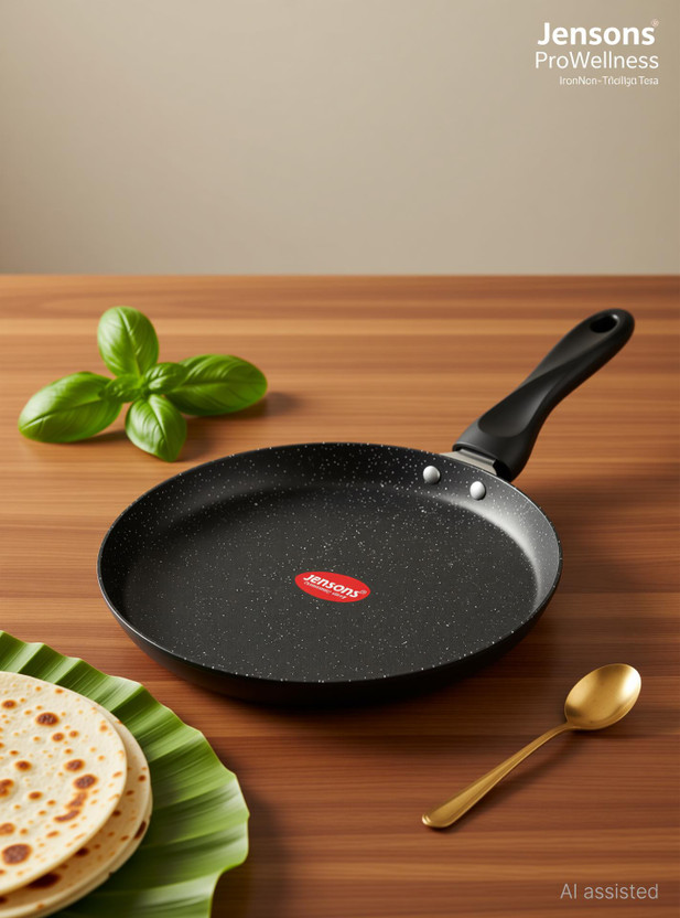 Jensons ProWellness IronNon-Stick Dosa Tawa with Sturdy Riveted & Virgin Bakelite Handle Tawa 27 cm diameter(Iron, Non-stick, Induction Bottom)
