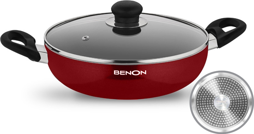 Benon Induction Base Kadhai 24 cm diameter with Lid 2 L capacity(Aluminium, Non-stick, Induction Bottom)