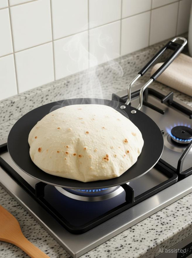 Eshop Heavy iron Tawa Pan Loha Tawa with Steel Handle Tawa 25 cm diameter(Iron)