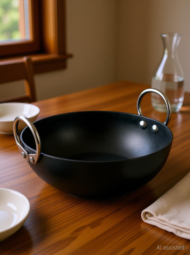 VeerEnterprises MS Pure Iron/Loha Speacial Kadhai 36 cm diameter 5 L capacity(Iron)