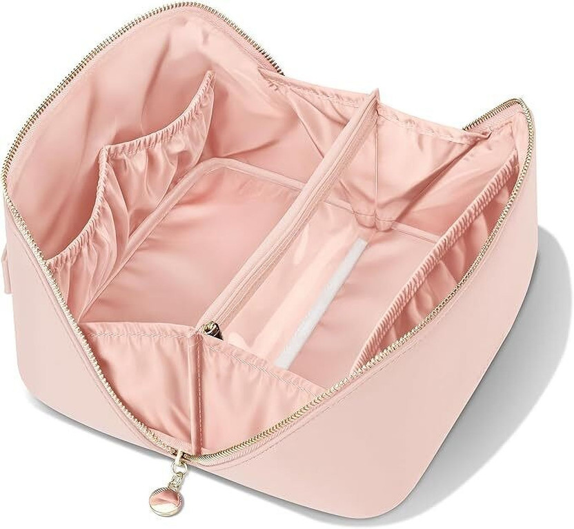 LOVHIDE Pink Leather Makeup Cosmetic Bag for Women Cosmetic Bag