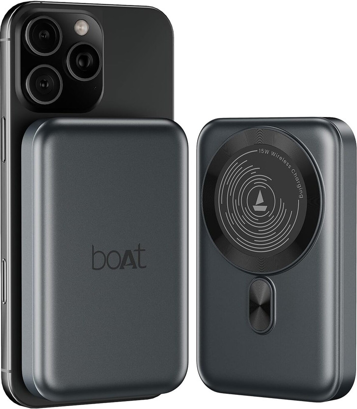 boAt 10000 mAh 22.5 W Wireless With MagSafe Compact Pocket Size Power Bank(Ash Black, Lithium Polymer, Fast Charging, Quick Charge 3.0 for Mobile)