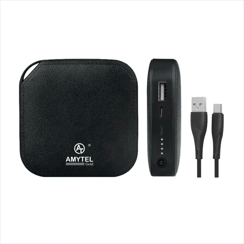 AMYTEL 10050 mAh 8 W Mini Pocket Size Power Bank(Black, Lithium-ion, Power Delivery 2.0, Power Delivery 3.0, Quick Charge 2.0, Quick Charge 3.0 for Mobile, Smartband, Speaker, Trimmer)