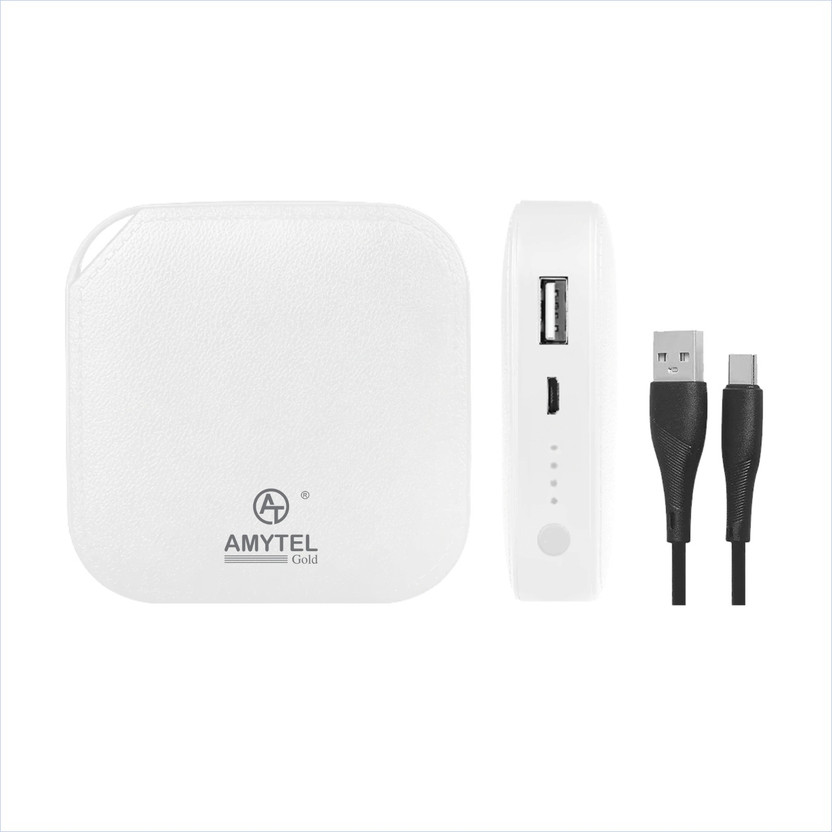 AMYTEL 10000 mAh 15 W Mini Pocket Size Power Bank(White, Lithium-ion, Fast Charging, Power Delivery 2.0, Quick Charge 2.0 for Earbuds, Mobile, Smartwatch, Smartband, Speaker, Tablet, Trimmer)