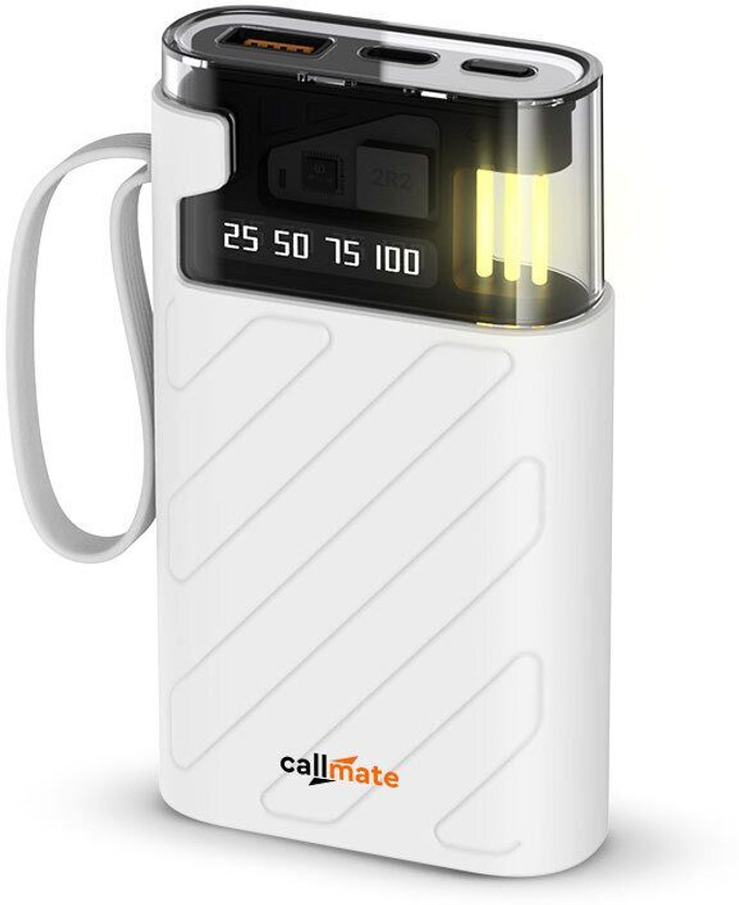Callmate 10000 mAh 23 W Power Bank(White, Lithium Polymer, Fast Charging, Quick Charge 3.0, Power Delivery 3.0 for Mobile, Tablet, Trimmer, Earbuds, Speaker)