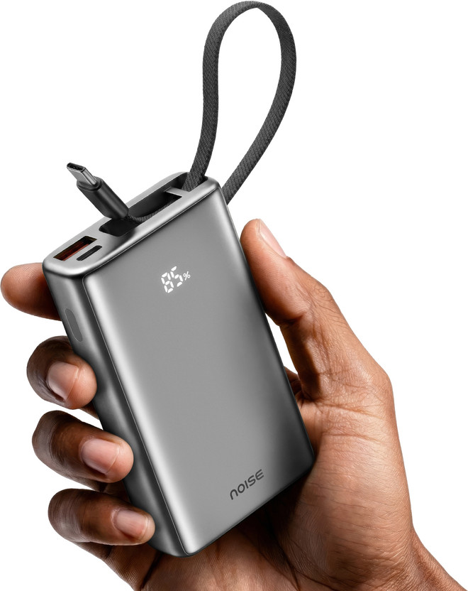 Noise 10000 mAh 22.5 W Compact Pocket Size Power Bank(Silver, Lithium Polymer, Fast Charging for Mobile, Earbuds, Smartwatch, Smartband, Speaker, Tablet, Laptop, Trimmer)