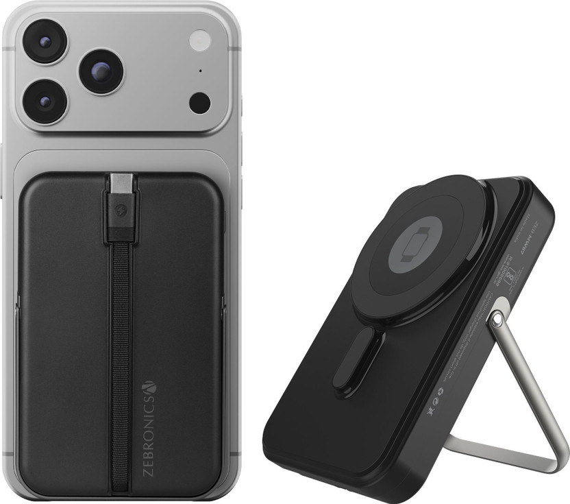 ZEBRONICS 10000 mAh 22.5 W Wired & Wireless With MagSafe Power Bank(Black, Lithium Polymer, Fast Charging for Mobile, Smartwatch)