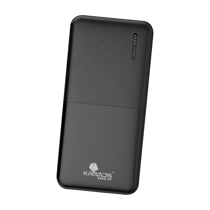 Kratos 10000 mAh 12.5 W Compact Pocket Size Power Bank(Black, Lithium Polymer, Fast Charging for Mobile, Earbuds, Speaker, Trimmer, Tablet)
