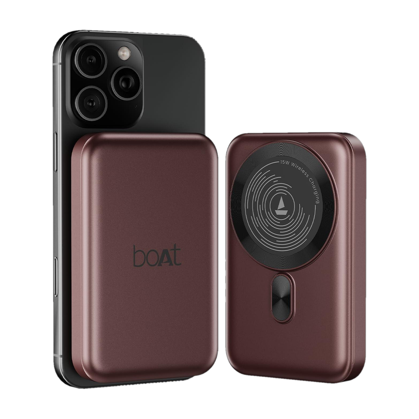 boAt 10000 mAh 22.5 W Wired & Wireless With MagSafe Compact Pocket Size Power Bank(Wine Red, Lithium Polymer, Fast Charging, Quick Charge 3.0 for Mobile)