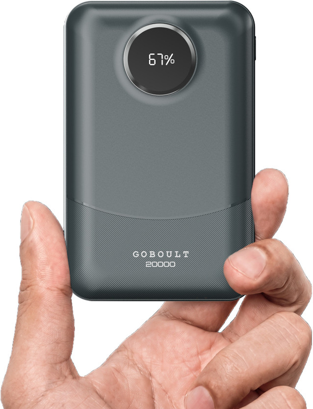 GOBOULT Ampvault V20 20000 mAh 22.5 W Power Bank(Grey, Lithium Polymer, Fast Charging for Earbuds, Mobile, Smartwatch, Speaker, Tablet, Trimmer)