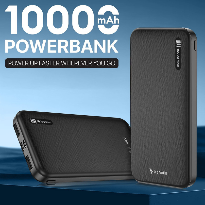 DR DR VAKU 10000 mAh Slim Pocket Size Power Bank(Dual Output & Dual Input (Type-C + Micro), Lithium Polymer, for Mobile) - Flipkart Deal