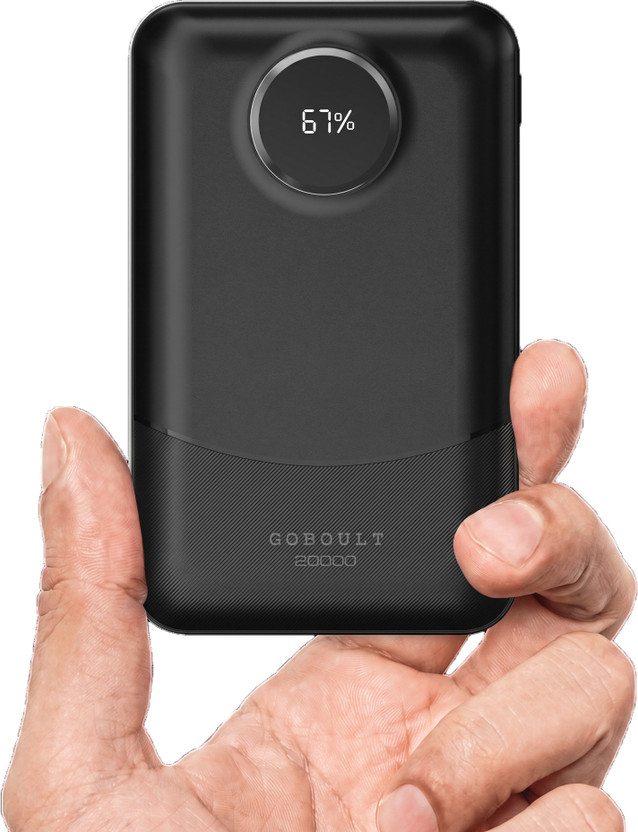 GOBOULT Ampvault V20 20000 mAh 22.5 W Ultra Compact Pocket Size Power Bank(Pure Black, Lithium Polymer, Fast Charging for Earbuds, Mobile, Smartwatch, Speaker, Tablet, Trimmer)
