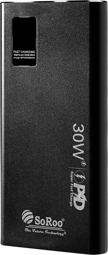 Soroo Soroo Future 10000 mAh 30 W Ultra Compact Pocket Size Power Bank(Black, Lithium Polymer, Fast Charging for Mobile, Speaker, Tablet, Earbuds) - Flipkart Deal