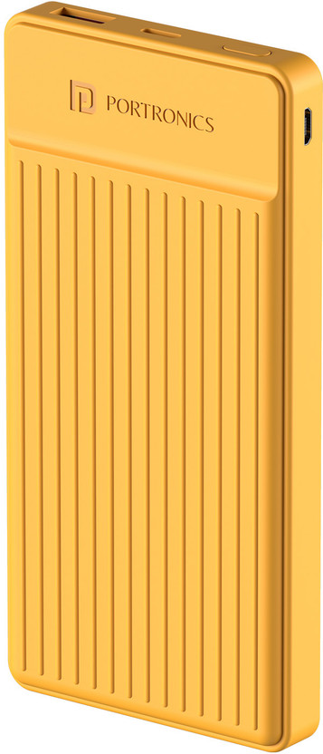 Portronics 10000 mAh 12 W Slim Power Bank(Yellow, Lithium Polymer, Fast Charging for Mobile, Tablet, Earbuds, Smartwatch, Speaker)
