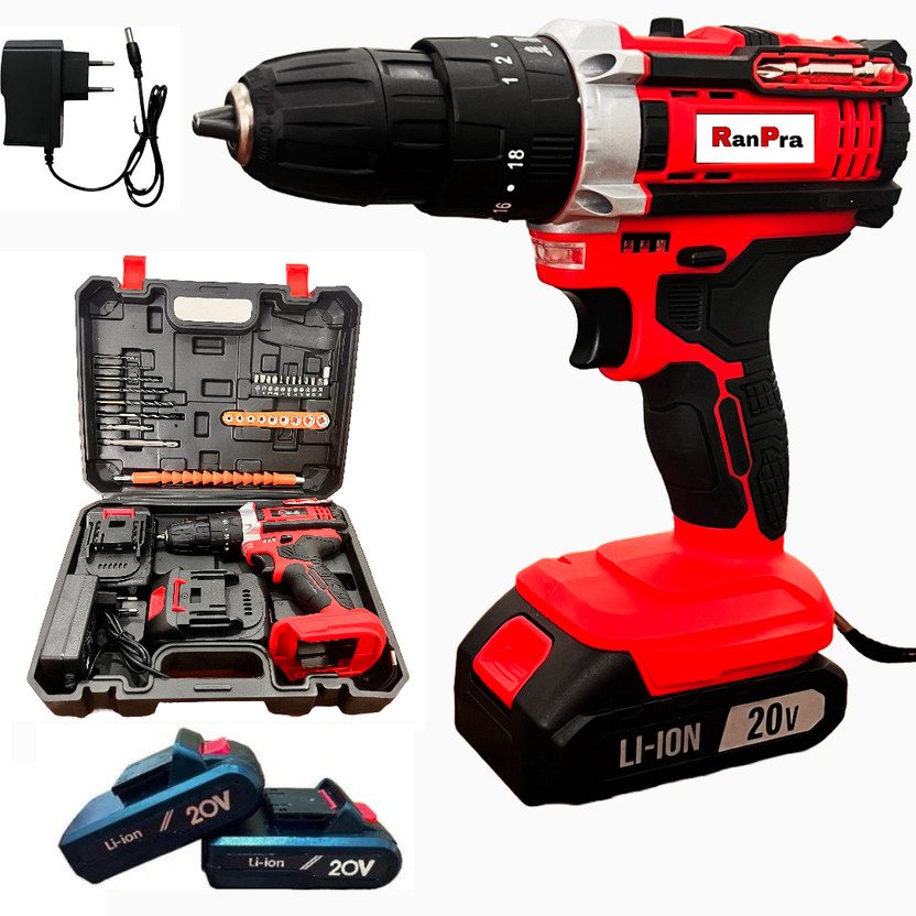 RanPra RP 512 21V CORDLESS DRILL MACHINE WITH 2 BATTERY AND 1 CHARGER AND SOME ACCESSORIES SET Cordless Drill(10 mm Chuck Size)