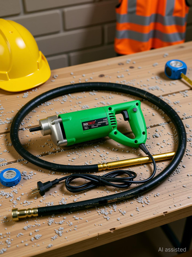 Inditrust 1250W Heavy Duty Concrete Needle Vibrator with 6 MONTHS WARRANTY 13000 Vibrations per Minute (WITH 3 M Needle) Pistol Grip Drill(35 mm Chuck Size)